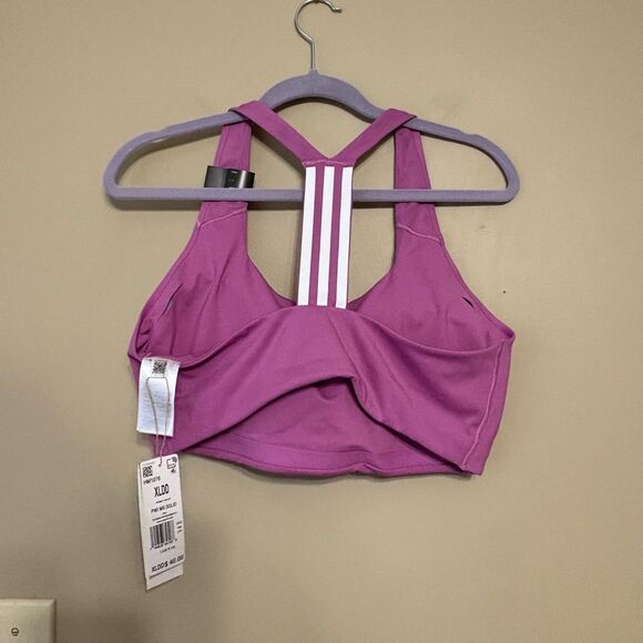 Adidas Women’s Powerimpact Training Medium Support Sports Bra Lilac XLDD - Picture 11 of 14